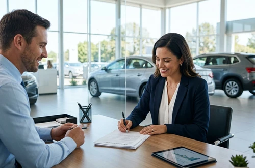 Customer getting answers about their car loan